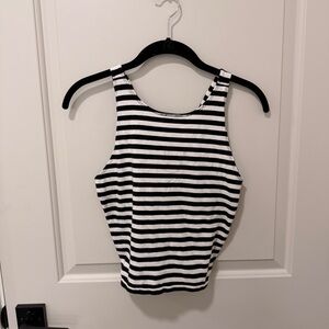 Aerie Black and White Striped Tank Top